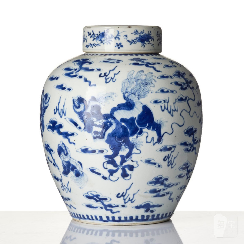 A blue and white jar with cover, - 图2